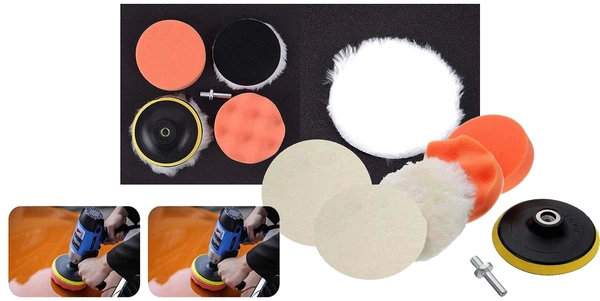 DIY Crafts 3"/4"/7"inch 76/100/180mm 6 Pcs Car Buffing Polishing Waxing Sponge Felt Pad Kits Drill Adapter Cleaning Kit Electric Drilling Mat Abrasive Hook Loop (Pack Of 3"inch Kit, Multi) - Pack Of 3"inch Kit, Multi