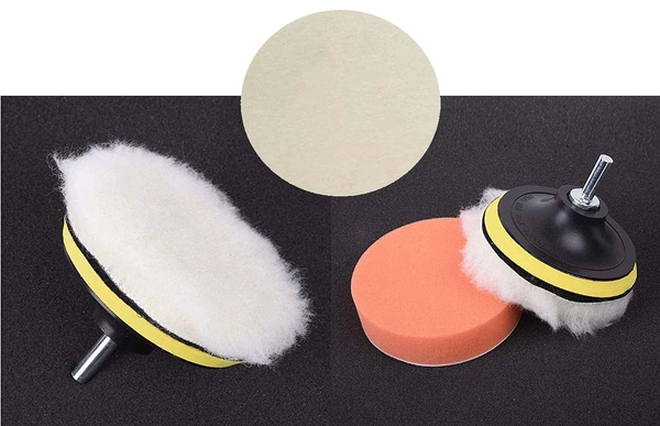 DIY Crafts 3"/4"/7"inch 76/100/180mm 6 Pcs Car Buffing Polishing Waxing Sponge Felt Pad Kits Drill Adapter Cleaning Kit Electric Drilling Mat Abrasive Hook Loop (Pack Of 3"inch Kit, Multi) - Pack Of 3"inch Kit, Multi