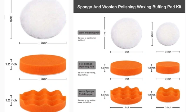 DIY Crafts 3'/4"/7"inch Drill Buffing Sponge Pads Car Foam Woolen Polishing Pads Kit For Car Buffer Polisher Sanding Waxing Sealing (6' inch Set/Kit, Multi) - 6' inch Set / Kit, Multi
