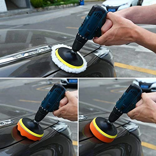 DIY Crafts 3'/4"/7"inch Drill Buffing Sponge Pads Car Foam Woolen Polishing Pads Kit For Car Buffer Polisher Sanding Waxing Sealing (6' inch Set/Kit, Multi) - 6' inch Set / Kit, Multi
