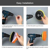 DIY Crafts 3'/4"/7"inch Drill Buffing Sponge Pads Car Foam Woolen Polishing Pads Kit For Car Buffer Polisher Sanding Waxing Sealing (6' inch Set/Kit, Multi) - 6' inch Set / Kit, Multi