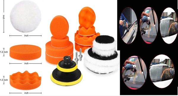 DIY Crafts 3'/4"/7"inch Drill Buffing Sponge Pads Car Foam Woolen Polishing Pads Kit For Car Buffer Polisher Sanding Waxing Sealing (6' inch Set/Kit, Multi) - 6' inch Set / Kit, Multi