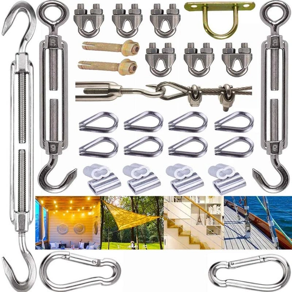 DIY Crafts 36x Pcs 3x Kit Combo Pack, Galavanized Kits, Sun Shade Sail Canopy Accessories Stainless Steel Hardware Kit Turnbuckle Pad Eye (36x Pcs 3x Kit Combo Pack, Galavanized Kits) - 36x Pcs 3x Kit Combo Pack, Galavanized Kits
