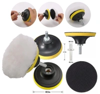 DIY Crafts 3"inch 80mm Compound Drill Buffing Sponge Pads(Polishing Pads, 1 Woolen Buffer and 1 Thread Drill Adapter, M10 Universal Adopter Choice Available (Design # No 1, Pack Of 11) - Design # No 1, Pack Of 11 Pcs