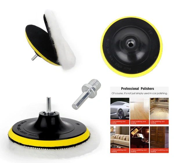 DIY Crafts 3"inch 80mm Compound Drill Buffing Sponge Pads(Polishing Pads, 1 Woolen Buffer and 1 Thread Drill Adapter, M10 Universal Adopter Choice Available (Design # No 1, Pack Of 11) - Design # No 1, Pack Of 11 Pcs