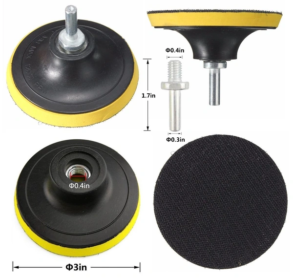DIY Crafts 3"inch 80mm Compound Drill Buffing Sponge Pads(Polishing Pads, 1 Woolen Buffer and 1 Thread Drill Adapter, M10 Universal Adopter Choice Available (Design # No 1, Pack Of 11) - Design # No 1, Pack Of 11 Pcs