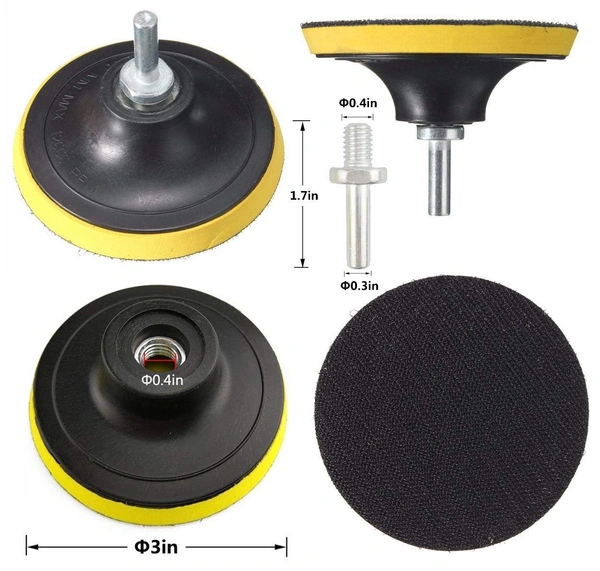 DIY Crafts 3"inch 80mm Compound Drill Buffing Sponge Pads(Polishing Pads, 1 Woolen Buffer and 1 Thread Drill Adapter, M10 Universal Adopter Choice Available (Design # No 6, Pack Of 5 Do it YourSelf - Design # No 6, Pack Of 5 Pcs