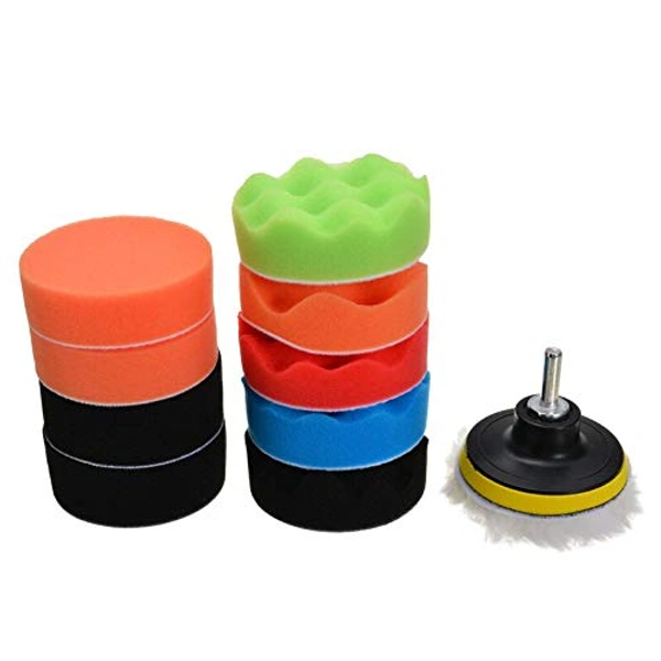 DIY Crafts 7"inch Kit, Multi, 13 Pcs Car Buffing Polishing Waxing Sponge Felt Pad Kits with Drill Adapter Cleaning Tool Kit Electric Drilling Mat Abras(7"inch Kit, Multi) - 7"inch Kit, Multi