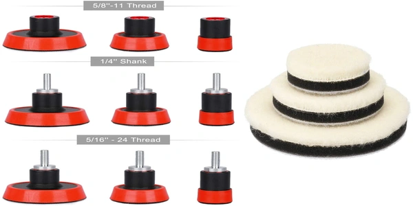 DIY Crafts 500 Grm, 2"Kit, Buffing Polishing Pad Kit 1" 2" 3" Kit 5/8"-11 Thread Backing Pad Adapters for Car Sanding, Polishing, Waxing, Sealing Glaze Cerium Oxide(500 Grm, 2"Kit) - 500 Grm, 2"Kit