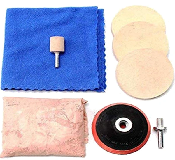 DIY Crafts 4" inch Kit Cerium Oxide Powder/TREO 2.5microns/1.75oz Polishing Powder with Felt Pad Polishing Wheel Pad Drill Adapter Buffing Accessories (Standard Pack, Backer Pad+Universal Nut) - Standard Pack, Backer Pad+Universal Nut