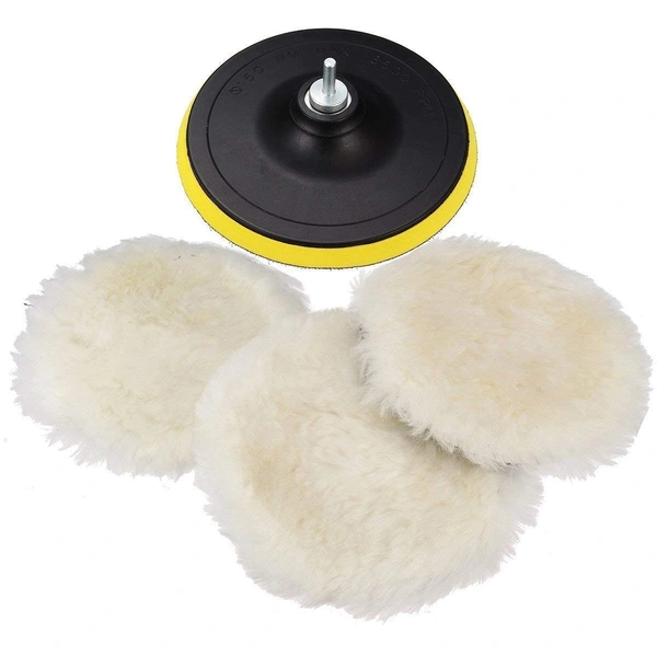 DIY Crafts 4 Kits, 4inch Wool-Backer Pad+M10/14, Polishing Buffer Wool Wheel Polishing Pad Woolen Polishing Waxing Backer Pads Kit with M10/14 Drill Universal (4 Kits, 4inch Wool-Backer Pad+M10/14) - 4 Kits, 4" inch Wool-Backer Pad+M10/14