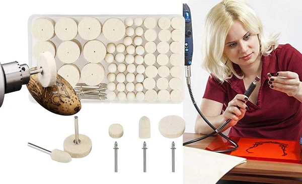 DIY Crafts 40 Pcs Kit, Only 4 Type Felt Pad Cone 1 Mandrel, Wool Felt Polishing Pad Felt Mo (40 Pcs Kit, Only 4 Type Felt Pad Cone 1 Mandrel) - 40 Pcs Kit, Only 4 Type Felt Pad Cone 1 Mandrel