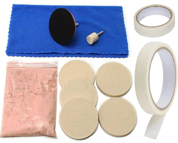 DIY Crafts 400 Gram, 3" inch Kit, 1-7" inch Soft Wool Pad For Window Cleaning Polishes Windshields Car Windows Easy Use Wheel Cerium Oxide Powder Scratch Remover Tools Paint (400 Gram, 3" inch Kit) - 400 Gram, 3" inch Kit