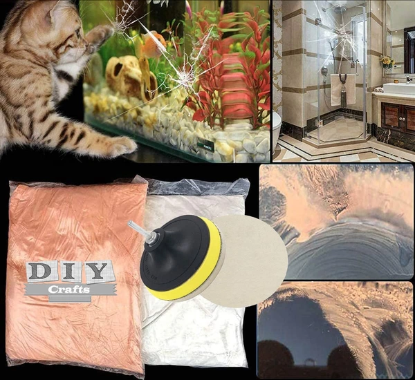 DIY Crafts 400 Grm, 5" inch Kit, Wool + Felt + Backer Pad Hoop Loop + Cerium Oxide Powder/TREO 2.5microns/1.75oz Polishing Buffing Powder Wheel Pad + Unive (400 Grm, 5" inch Kit) - 400 Grm, 5" inch Kit
