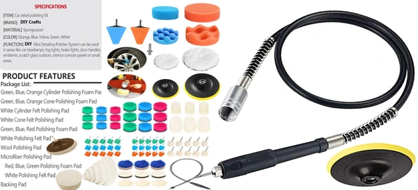 DIY Crafts 45 Pcs 15x3, 7"inch Kit, Mini 1-3"inch & Choice 1-7"inch Polishing Pads Sponge Buffing Pads Waxing Pads with M10/14 Drill (45 Pcs 15x3, 7"inch Kit) - 45 Pcs 15x3, 7"inch Kit