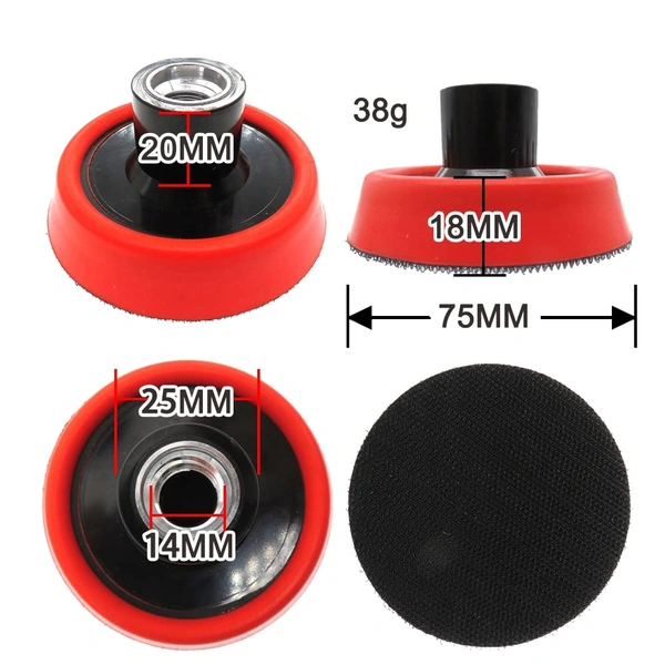 DIY Crafts 4x, 5"inch Backer Plate, Red/White/Black Backer Pad Only For Buffing Polishing Car Tight Area Detailing Polishing Waxing Sealing Glaze Car Headlights Door Handles (4x, 5"inch Backer Plate) - 4x, 5"inch Backer Plate