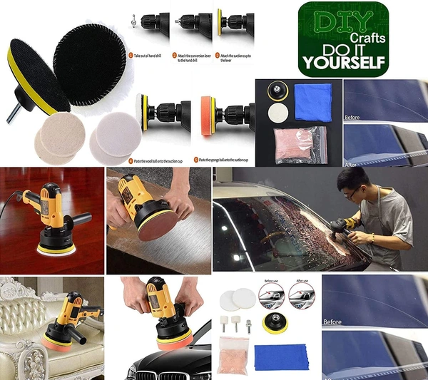 DIY Crafts 4x Felt 4x Fur 1x Nut 1x Backing Pad, 6"inch, 1-7"inch Buffing Wool Felt Polishing Buffing Wheel for Woolen Wax Pad Hook Plate Drill Nut Car(4x Felt 4x Fur 1x Nut 1x Backing Pad, 6"inch) - 4x Felt 4x Fur 1x Nut 1x Backing Pad, 6"inch