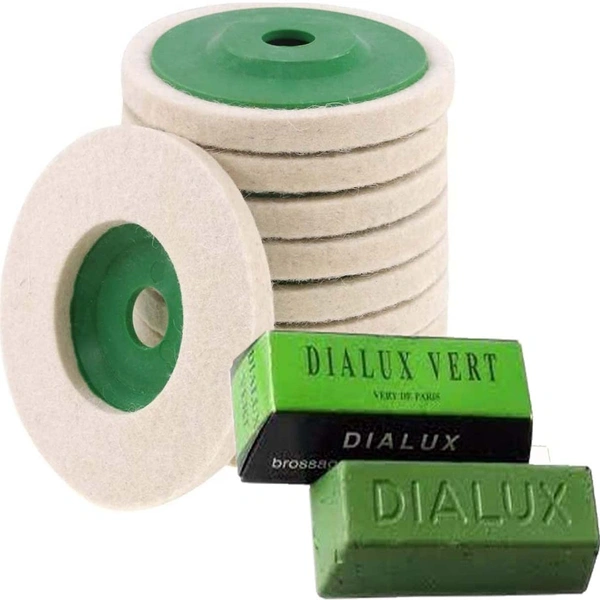 DIY Crafts 4x Felt Disc, 1x Polish Paste, Wool Felt Polishing Wheel Disc Kit Comes Buffing Polishing Cutting Compound for Polish Stainless Steel Metal Marble Glass Cer(4x Felt Disc, 1x Polish Paste) - 4x Felt Disc, 1x Polish Paste