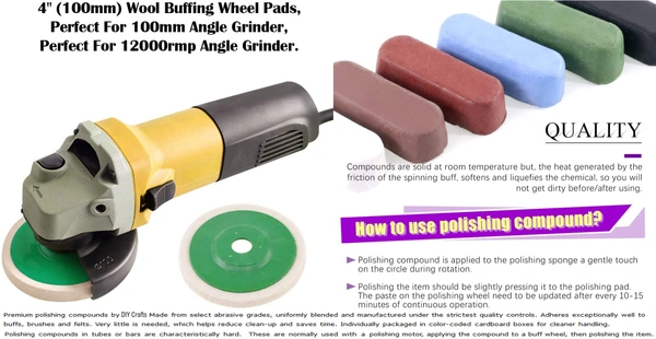 DIY Crafts 4x Felt Disc, 1x Polish Paste, Wool Felt Polishing Wheel Disc Kit Comes Buffing Polishing Cutting Compound for Polish Stainless Steel Metal Marble Glass Cer(4x Felt Disc, 1x Polish Paste) - 4x Felt Disc, 1x Polish Paste