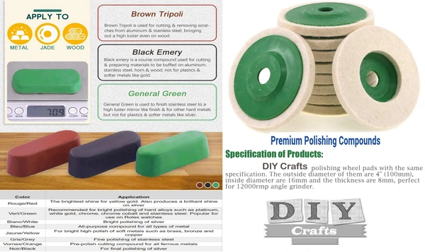 DIY Crafts 4x Felt Disc, 1x Polish Paste, Wool Felt Polishing Wheel Disc Kit Comes Buffing Polishing Cutting Compound for Polish Stainless Steel Metal Marble Glass Cer(4x Felt Disc, 1x Polish Paste) - 4x Felt Disc, 1x Polish Paste
