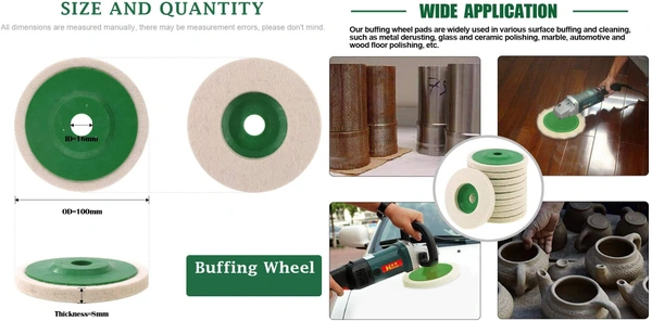 DIY Crafts 4x Felt Disc, 1x Polish Paste, Wool Felt Polishing Wheel Disc Kit Comes Buffing Polishing Cutting Compound for Polish Stainless Steel Metal Marble Glass Cer(4x Felt Disc, 1x Polish Paste) - 4x Felt Disc, 1x Polish Paste