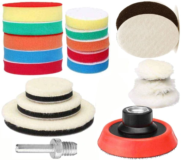 DIY Crafts 4X Fur 4X Felt Pads, 1" Kit, Buffing and Polishing Pad Kit with 1" 2" 3" Kit with 5/8"-11 Thread Backing pad & Adapters for Car Sanding, Polis(4X Fur 4X Felt Pads, 1" Kit) - 4X Fur 4X Felt Pads, 1" Kit