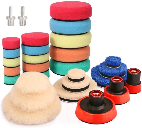 DIY Crafts 4X Fur 4X Felt Pads, 3" Kit, Buffing and Polishing Pad Kit with 1", 2", 3" Kit with 5/8"-11 Thread Backing pad & Adapters for Car Sanding, Pol(4X Fur 4X Felt Pads, 3" Kit) - 4X Fur 4X Felt Pads, 3" Kit
