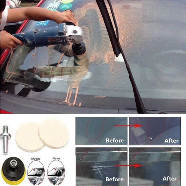 DIY Crafts 4X, Soft Felt Pad, 7" inch Soft Wool Pad for Window Cleaning Polishes Windshields Car Windows Easy Use Wheel Cerium Oxide Powder Scratch (Only (4X, Soft Felt Pad) - 4x, Soft Felt Pad