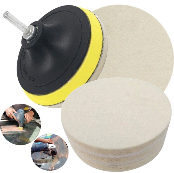 DIY Crafts 4X, Soft Felt Pad, 7" inch Soft Wool Pad for Window Cleaning Polishes Windshields Car Windows Easy Use Wheel Cerium Oxide Powder Scratch (Only (4X, Soft Felt Pad) - 4x, Soft Felt Pad