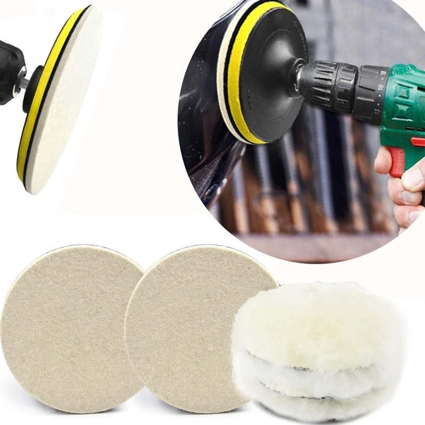 DIY Crafts 5" inch 1 Kit, 4x Felt 4x Fur 1x Nut 1x Backer Pad, Buffing Wool Felt Polishing Buffing Wheel Kit for Drill Woolen Wax Pad Hook Plate(5" inch 1 Kit, 4x Felt 4x Fur 1x Nut 1x Backer Pad) - 5" inch 1 Kit, 4x Felt 4x Fur 1x Nut 1x Backer Pad