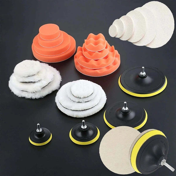 DIY Crafts 5" inch, 1x Combo Set/Kit, 1"/2"/3"/4"/5"/6"/7" inch Car Polishing Waxing Buffing Sponge Felt & Fur Pads Kit + Sponges Drill Adapter Auto Detailing Car Was(5" inch, 1x Combo Set/Kit) - 5" inch, 1x Combo Set / Kit