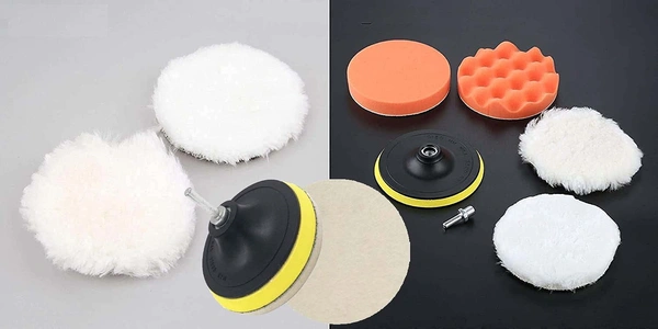 DIY Crafts 5" inch, 1x Combo Set/Kit, 1"/2"/3"/4"/5"/6"/7" inch Car Polishing Waxing Buffing Sponge Felt & Fur Pads Kit + Sponges Drill Adapter Auto Detailing Car Was(5" inch, 1x Combo Set/Kit) - 5" inch, 1x Combo Set / Kit