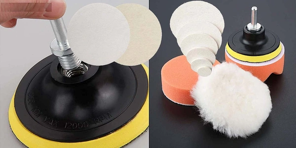 DIY Crafts 5" inch, 1x Combo Set/Kit, 1"/2"/3"/4"/5"/6"/7" inch Car Polishing Waxing Buffing Sponge Felt & Fur Pads Kit + Sponges Drill Adapter Auto Detailing Car Was(5" inch, 1x Combo Set/Kit) - 5" inch, 1x Combo Set / Kit