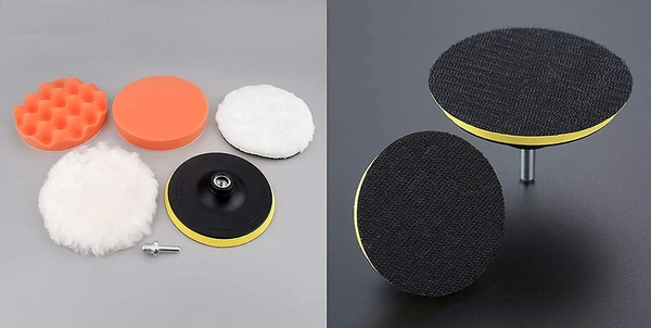 DIY Crafts 5" inch, 1x Combo Set/Kit, 1"/2"/3"/4"/5"/6"/7" inch Car Polishing Waxing Buffing Sponge Felt & Fur Pads Kit + Sponges Drill Adapter Auto Detailing Car Was(5" inch, 1x Combo Set/Kit) - 5" inch, 1x Combo Set / Kit