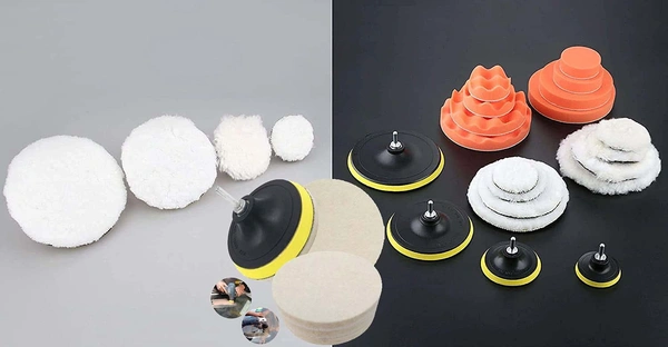 DIY Crafts 5" inch, 1x Combo Set/Kit, 1"/2"/3"/4"/5"/6"/7" inch Car Polishing Waxing Buffing Sponge Felt & Fur Pads Kit + Sponges Drill Adapter Auto Detailing Car Was(5" inch, 1x Combo Set/Kit) - 5" inch, 1x Combo Set / Kit
