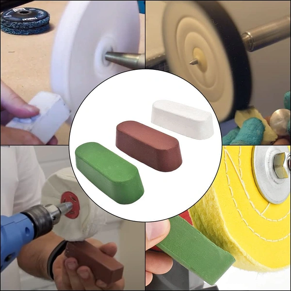 DIY Crafts 5 Pcs + 1x Polishing Compound, Red, Off White 1 Piece 120 * 100 * 19mm + 4 Groove, Cotton Cloth Polishing Buffing Wheel for (5 Pcs + 1x Polishing Compound, Red) - 5 Pcs + 1x Polishing Compound, Red