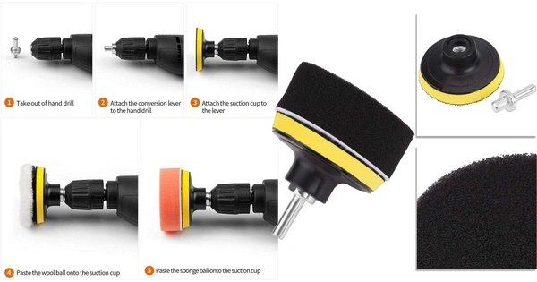DIY Crafts 5 Pcs, 5" inch Only Backer Pad, 3"/80mm Compound Drill Buffing Sponge Pads Kit for Car Sanding, Polishing, Waxing, (5 Pcs, 5" inch Only Backer Pad) - 5 Pcs, 5" inch Only Backer Pad