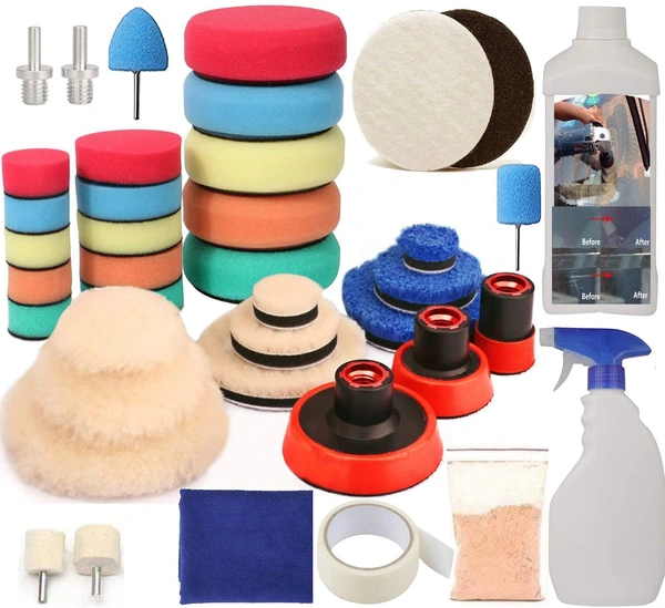 DIY Crafts 200 Grm, 3"inch Kit, Polishes Set 1-7" Drill Buffing Buffer Polishing Pad Kit, Backing Pad Adapter Power Tools Polishing Pads Exter(200 Grm, 3"inch Kit) - 200 Grm, 3"inch Kit