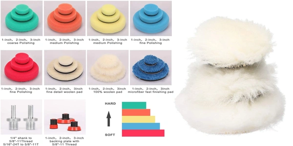 DIY Crafts 500 Grm, 2"Kit, Buffing Polishing Pad Kit 1" 2" 3" Kit 5/8"-11 Thread Backing Pad Adapters for Car Sanding, Polishing, Waxing, Sealing Glaze Cerium Oxide(500 Grm, 2"Kit) - 500 Grm, 2"Kit