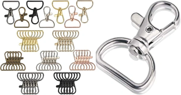DIY Crafts 80 Pcs, Bronze, Swivel Clasps Lanyard Snap Hooks Keychain Clip Hook with D Rings and Slide Buckle for Purses Keychain (80 Pcs, Bronze) - 80 Pcs, Bronze