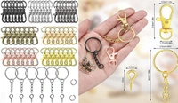 DIY Crafts 50 Sets 200 Pcs, Antique Silver, Keychain Rings for Crafts, Key Rings with Chains, Jump Rings Screw Eye Pins for Jewelry Findings Making Handbag Keych(50 Sets 200 Pcs, Antique Silver) - 50 Sets 200 Pcs, Antique Silver
