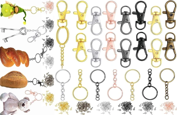 DIY Crafts 50 Sets 200 Pcs, Antique Silver, Keychain Rings for Crafts, Key Rings with Chains, Jump Rings Screw Eye Pins for Jewelry Findings Making Handbag Keych(50 Sets 200 Pcs, Antique Silver) - 50 Sets 200 Pcs, Antique Silver
