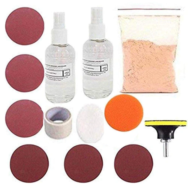 DIY Crafts 500 Grm Cerium Oxide, 3inch. Glass Polishing Scratch Remover Kit, 34 Pcs/Set Glass Polishing Pads Kit Deep Scratch Remove(500 Grm Cerium Oxide, 3inch. Glass Polishing Scratch Remover Kit) - 500 Grm Cerium Oxide, 3"inch. Glass Polishing Scratch Remover Kit