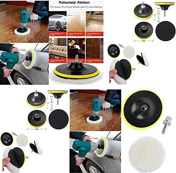 DIY Crafts 6 Pcs 1 Set, 3"inch Set + Felt Pad, Wax Car Polishing Buffing Pad Wool Pad Kit and Felt Pads with U (6 Pcs 1 Set, 3"inch Set + Felt Pad) - 6 Pcs 1 Set, 3"inch Set + Felt Pad
