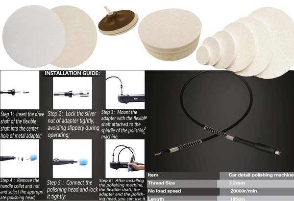 DIY Crafts 20 Pcs, Kit Without Flexible Shaft, Mini Buffing Polishing Pads, 1"-3"inch Detail Polisher Pad Use On Rotary Tool Cordless Drill for Tight Area Deta(20 Pcs, Kit Without Flexible Shaft) - 20 Pcs, Kit Without Flexible Shaft
