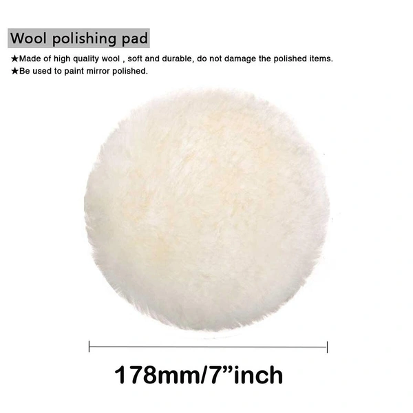 DIY Crafts ® 7" inch 1x Wool Pad Polishing Buffer Wool and Wheel Polishing Pad Woolen Polishing Waxing Pads Kits with M14 Drill Adapter. (Pack of 2 Sets, M14 Drill Adapter) - Pack of 2 Sets, M14 Drill Adapter