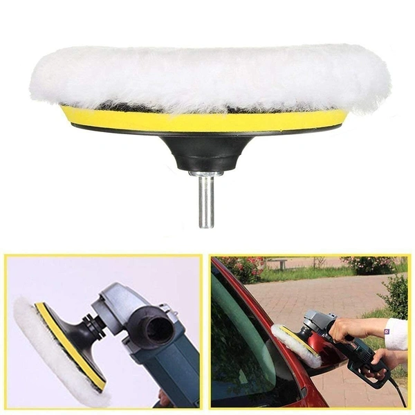 DIY Crafts ® 7" inch 1x Wool Pad Polishing Buffer Wool and Wheel Polishing Pad Woolen Polishing Waxing Pads Kits with M14 Drill Adapter. (Pack of 2 Sets, M14 Drill Adapter) - Pack of 2 Sets, M14 Drill Adapter