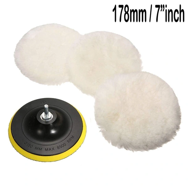 DIY Crafts ® 7" inch 1x Wool Pad Polishing Buffer Wool and Wheel Polishing Pad Woolen Polishing Waxing Pads Kits with M14 Drill Adapter. (Pack of 2 Sets, M14 Drill Adapter) - Pack of 2 Sets, M14 Drill Adapter