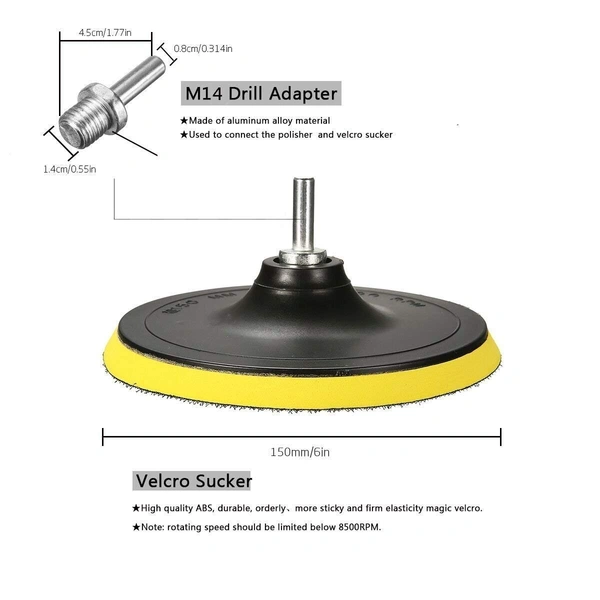 DIY Crafts 7" inch Polishing Buffer Wool and Wheel Polishing Pad Woolen Polishing Waxing Pads Kit with M10/14 Drill Adapter (1 Kit Contain 1 Wool Pad) (Pack of 3 Sets, 3X Wool Pad Combo Offer) - Pack Of 3 Sets, 3x Wool Pad Combo Offer