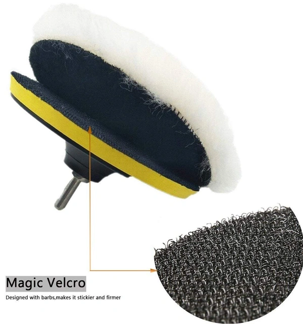 DIY Crafts 7" inch Polishing Buffer Wool and Wheel Polishing Pad Woolen Polishing Waxing Pads Kit with M10/14 Drill Adapter (1 Kit Contain 1 Wool Pad) (Pack of 3 Sets, 3X Wool Pad Combo Offer) - Pack Of 3 Sets, 3x Wool Pad Combo Offer